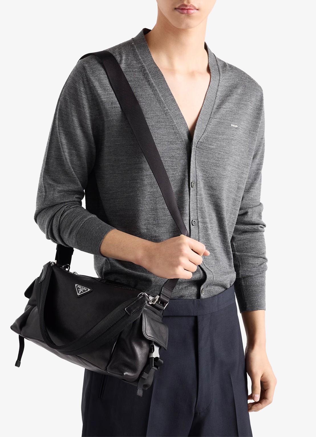 Prada Explore schoudertas van leer - voorkant 6 zwart