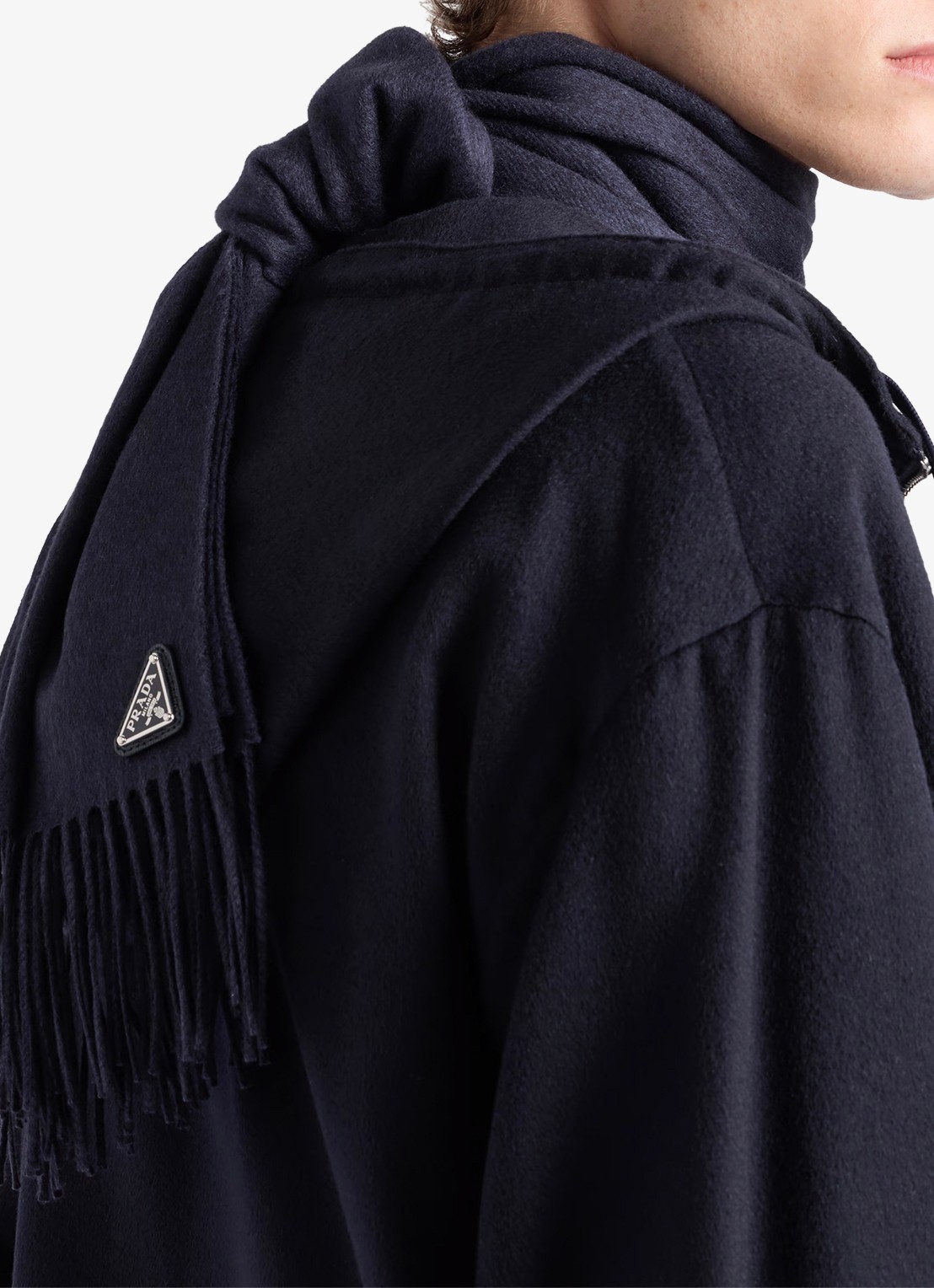 Prada Fijngebreide sjaal in zijdeblend 170 x 35 cm - voorkant 2 donkerblauw