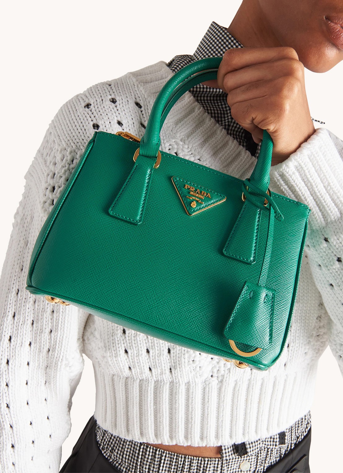 Prada Galleria handtas van kalfsleer - voorkant 2 groen
