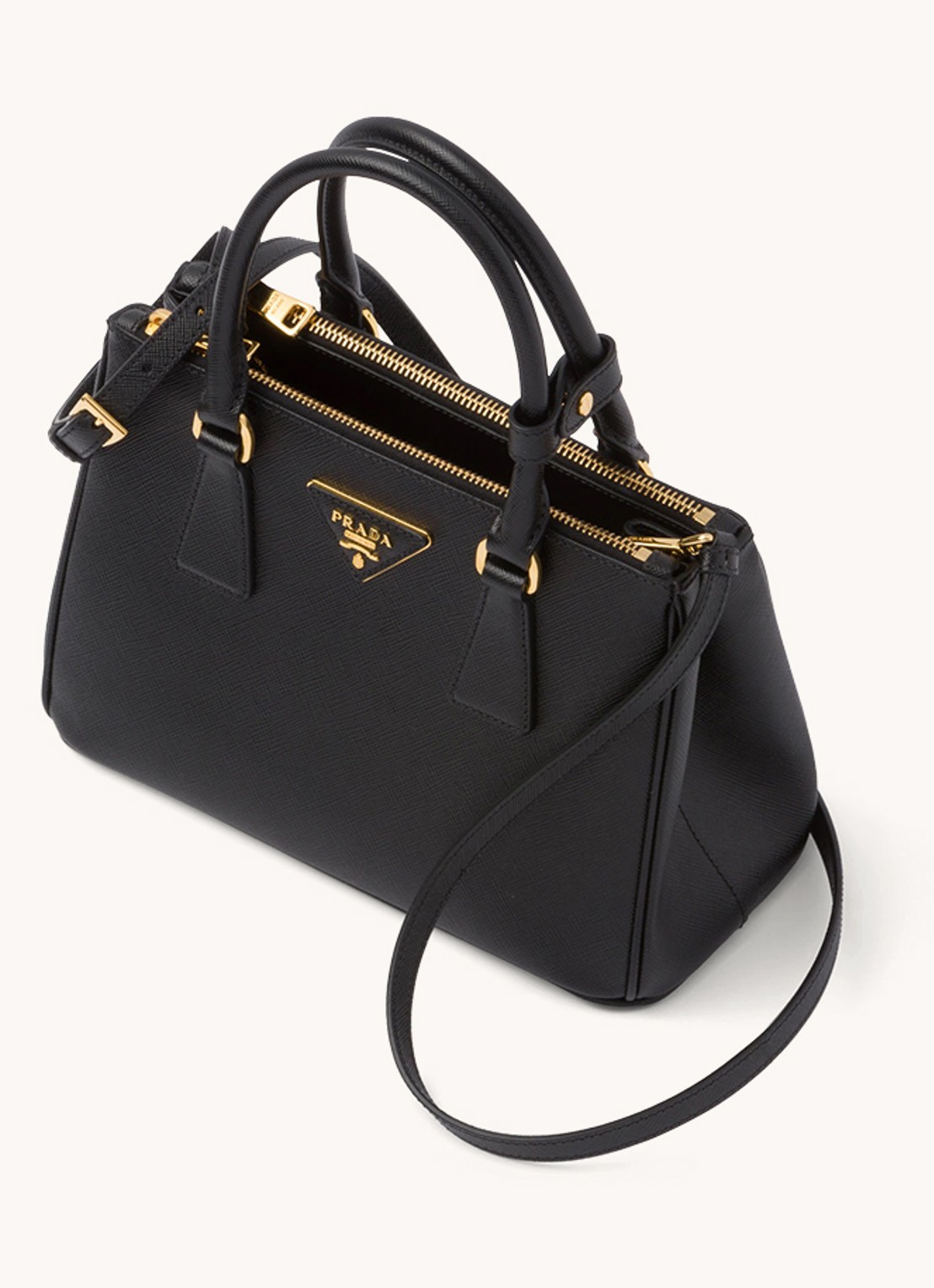 Prada Galleria handtas van leer met afneembare schouderriem - achterkant 7 zwart