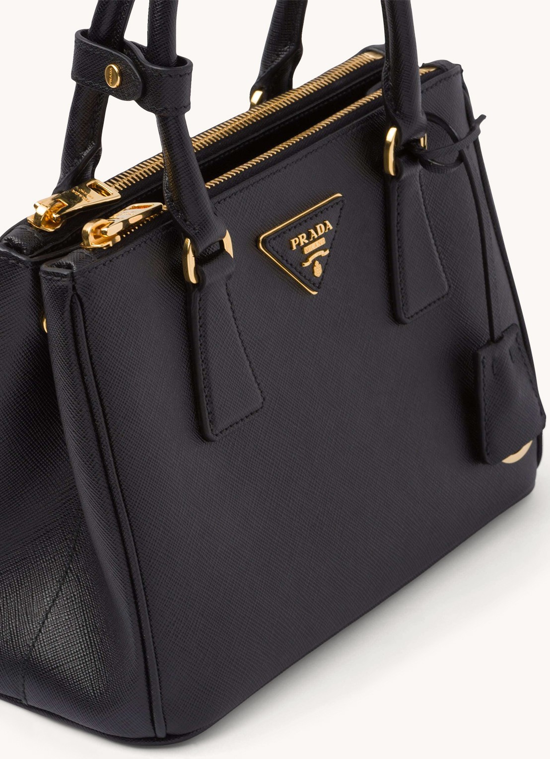 Prada Galleria handtas van leer met afneembare schouderriem - detail 5 zwart