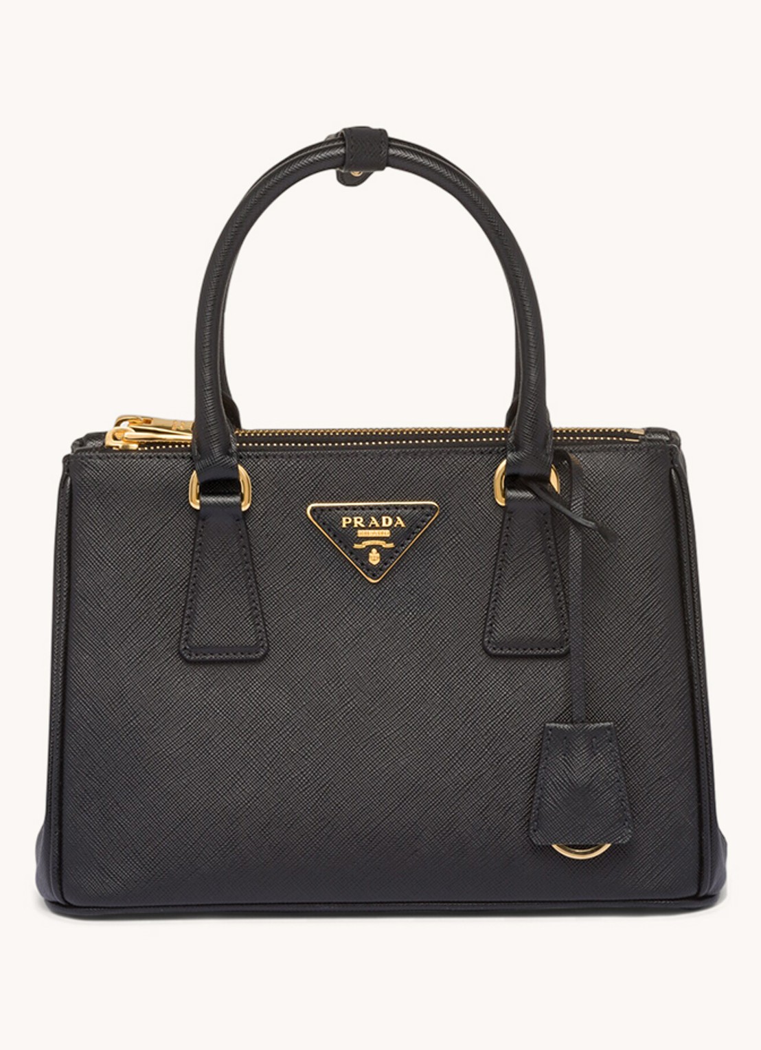 Prada Galleria handtas van leer met afneembare schouderriem - voorkant zwart