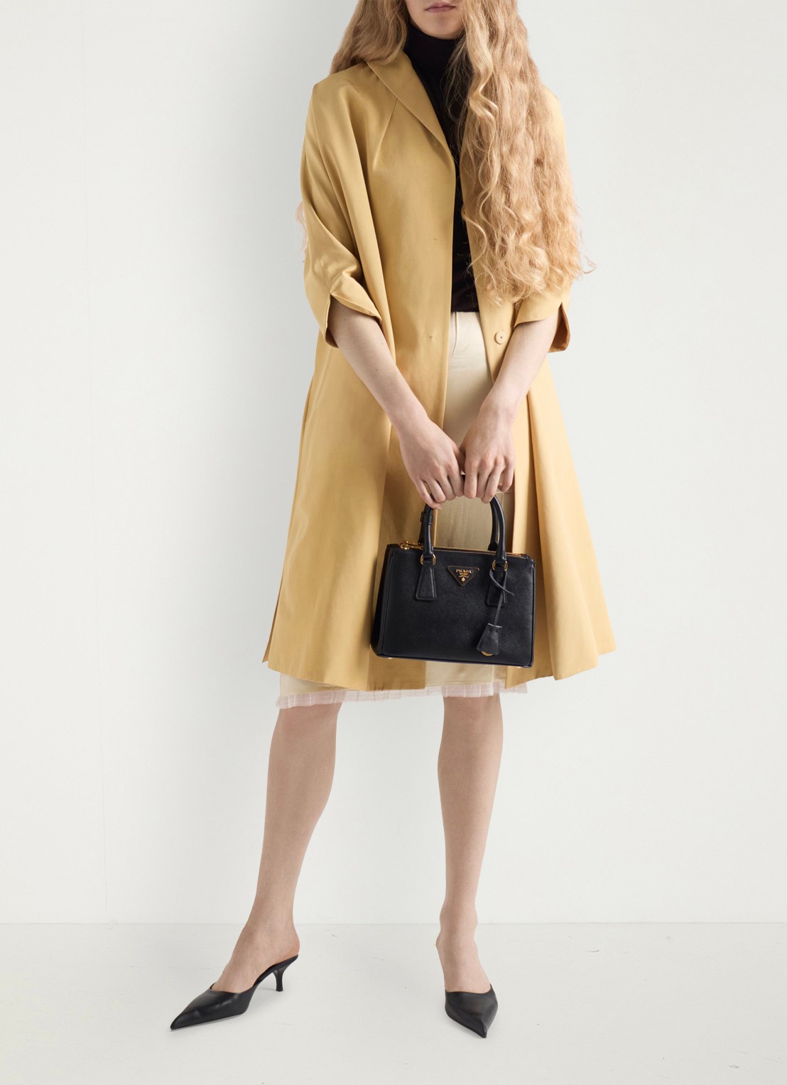 Prada Galleria handtas van leer met afneembare schouderriem - voorkant 2 zwart