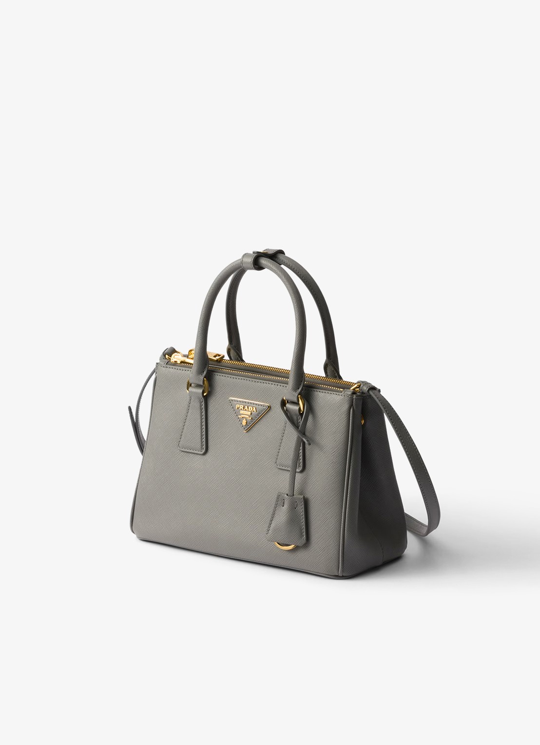 Prada Galleria handtas van leer met afneembare schouderriem - voorkant 4 donkergrijs