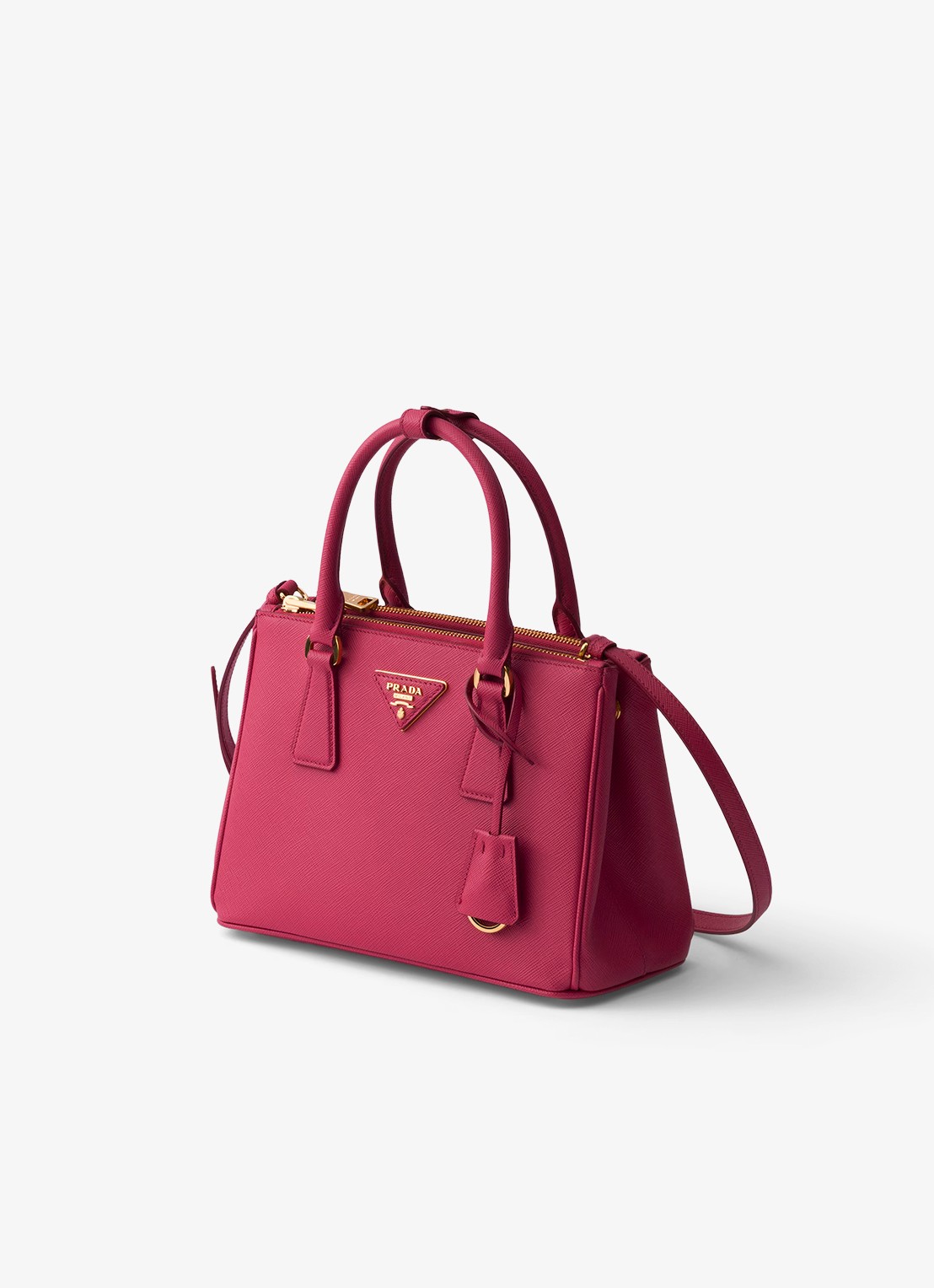 Prada Galleria handtas van leer met afneembare schouderriem - voorkant 3 donkerroze
