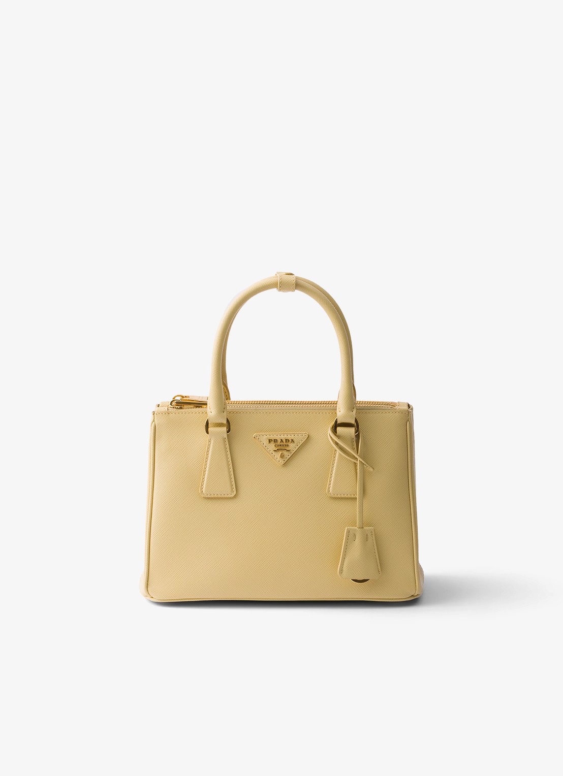 Prada Galleria handtas van leer met afneembare schouderriem - voorkant 6 geel