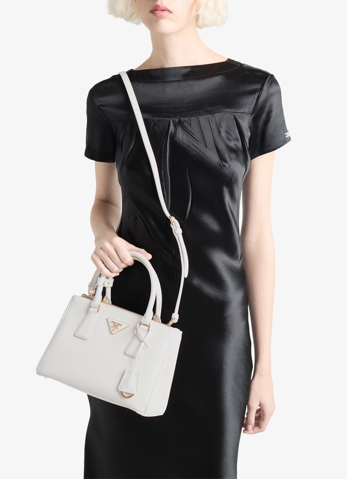 Prada Galleria handtas van leer met afneembare schouderriem - detail 3 wit