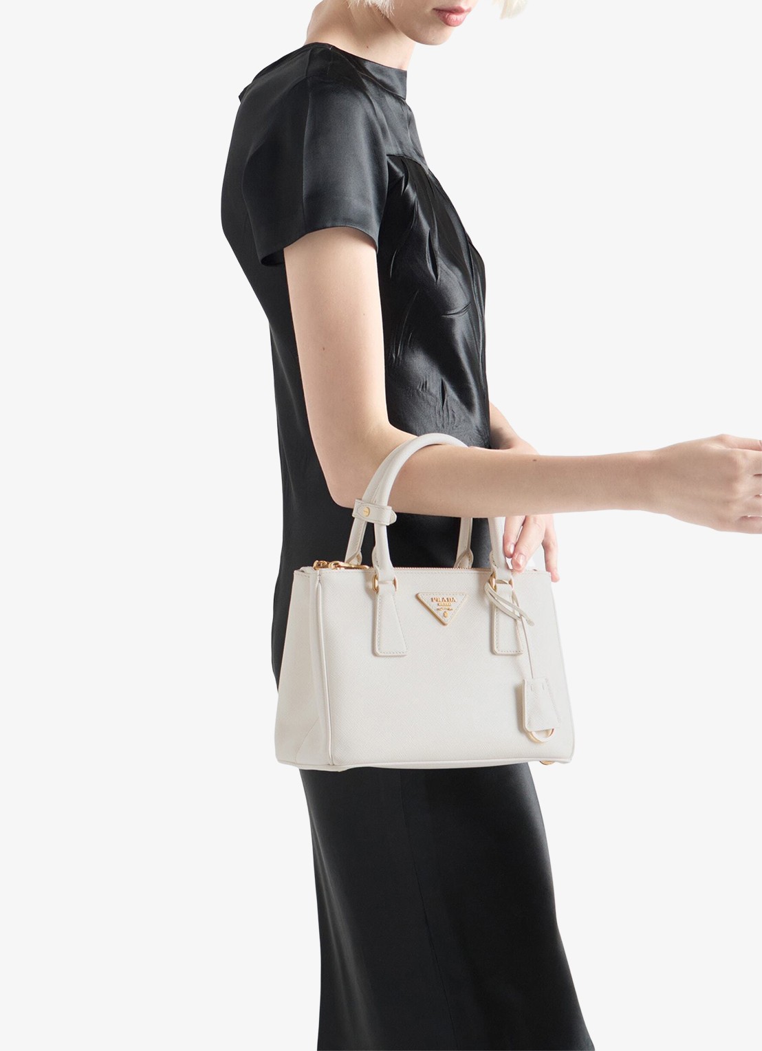 Prada Galleria handtas van leer met afneembare schouderriem - detail 4 wit