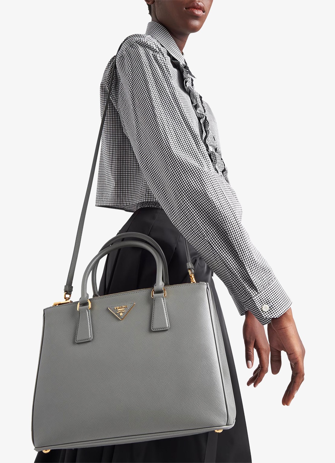 Prada Galleria handtas van leer - voorkant 7 grijs
