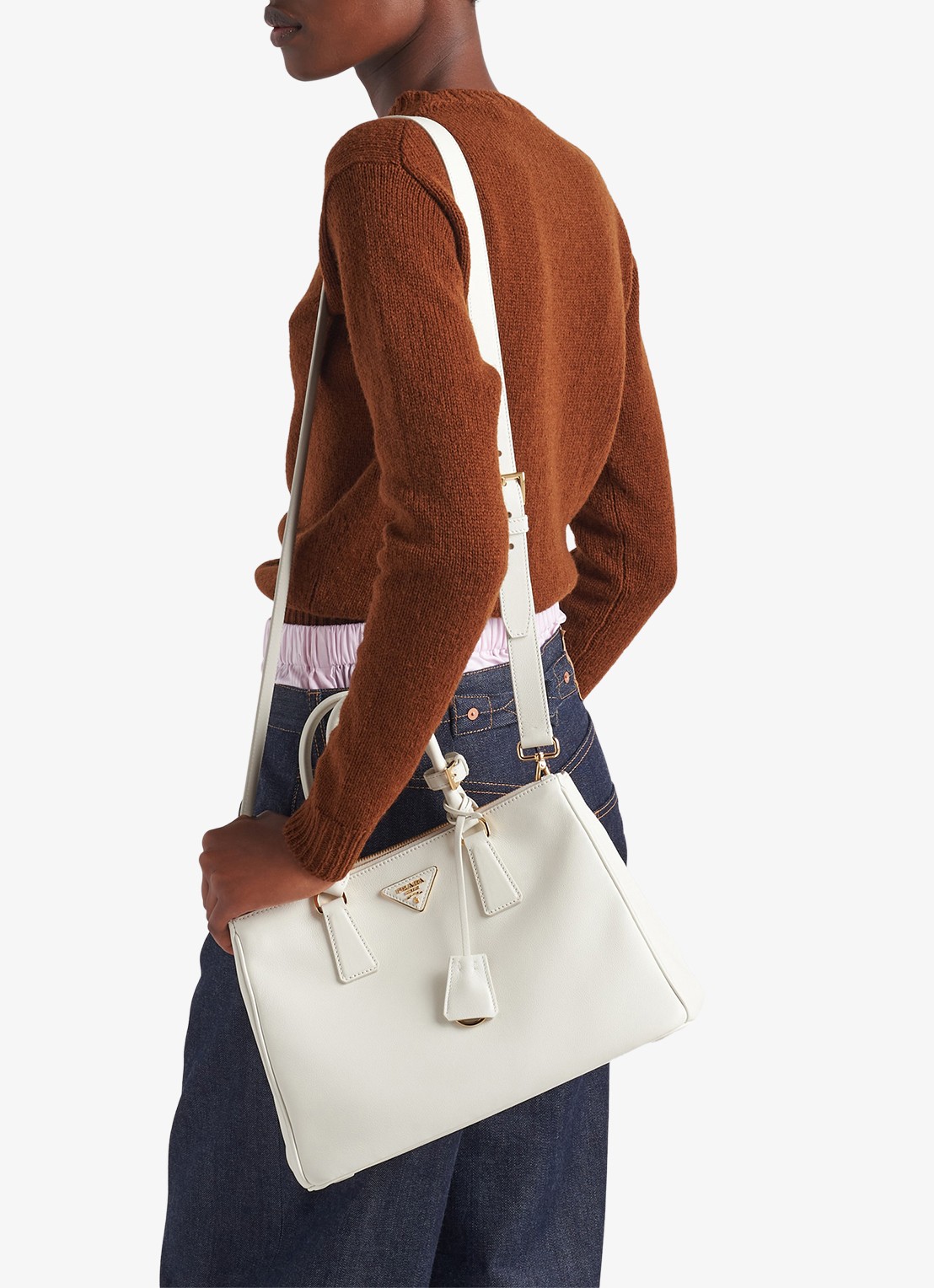 Prada Galleria Large handtas van kalfsleer - voorkant 2 wit
