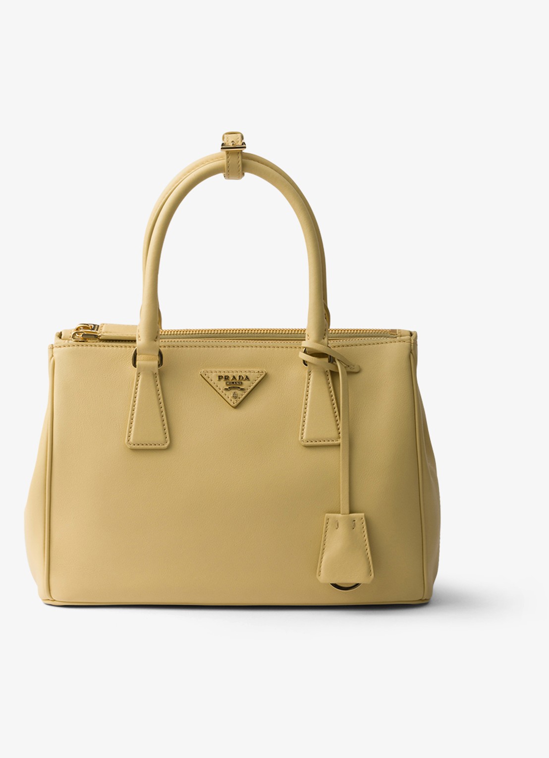 Prada Galleria Medium handtas van kalfsleer - voorkant 6 vanillegeel