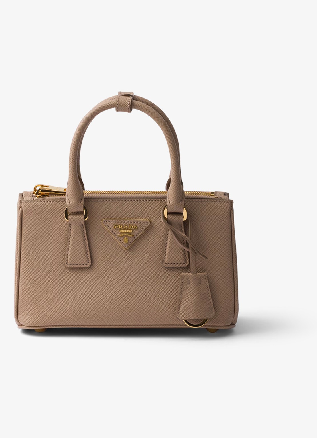 Prada Galleria Mini handtas van kalfsleer - voorkant 2 lichtbruin