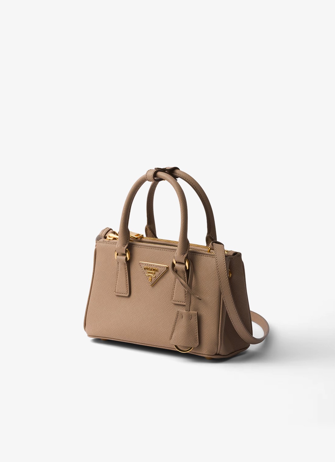 Prada Galleria Mini handtas van kalfsleer - voorkant 3 lichtbruin