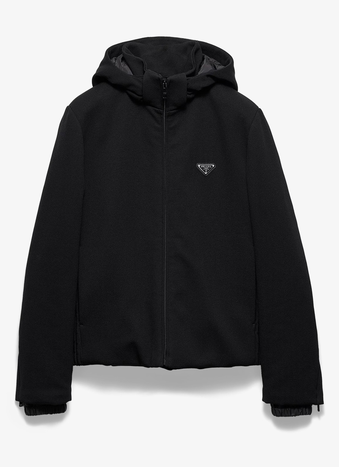 Prada Gewatteerd jack in scheerwolblend met afneembare capuchon - voorkant 5 zwart