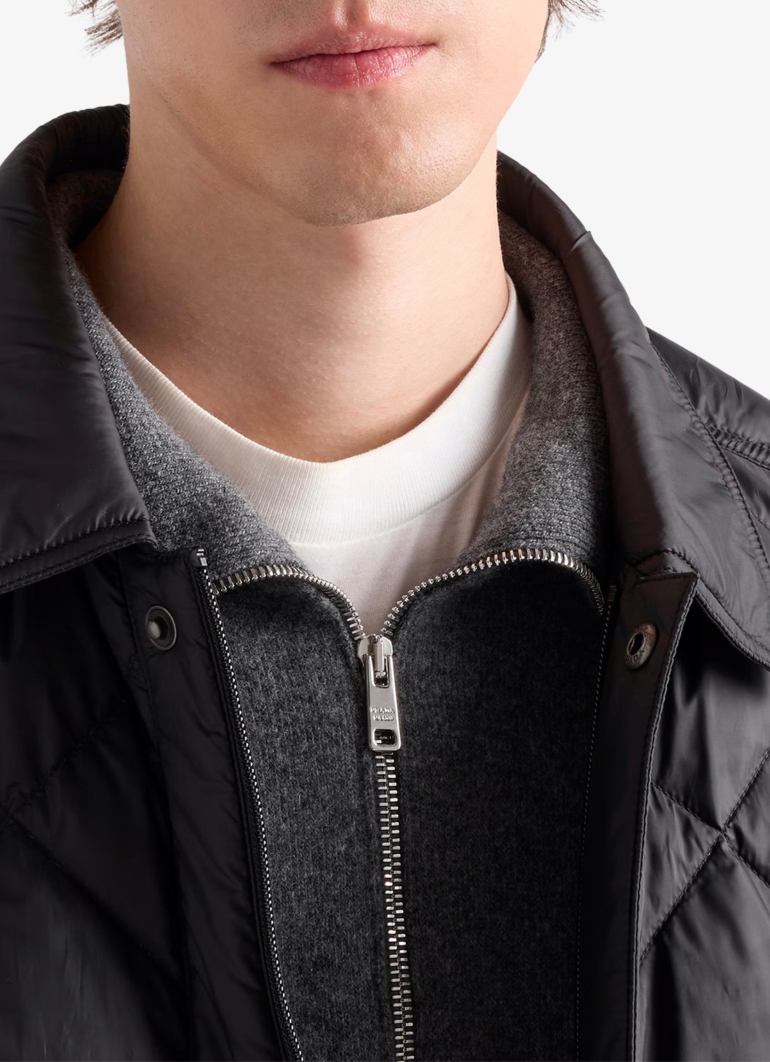 Prada Gewatteerd jack met donsvulling en steekzakken - detail 4 zwart