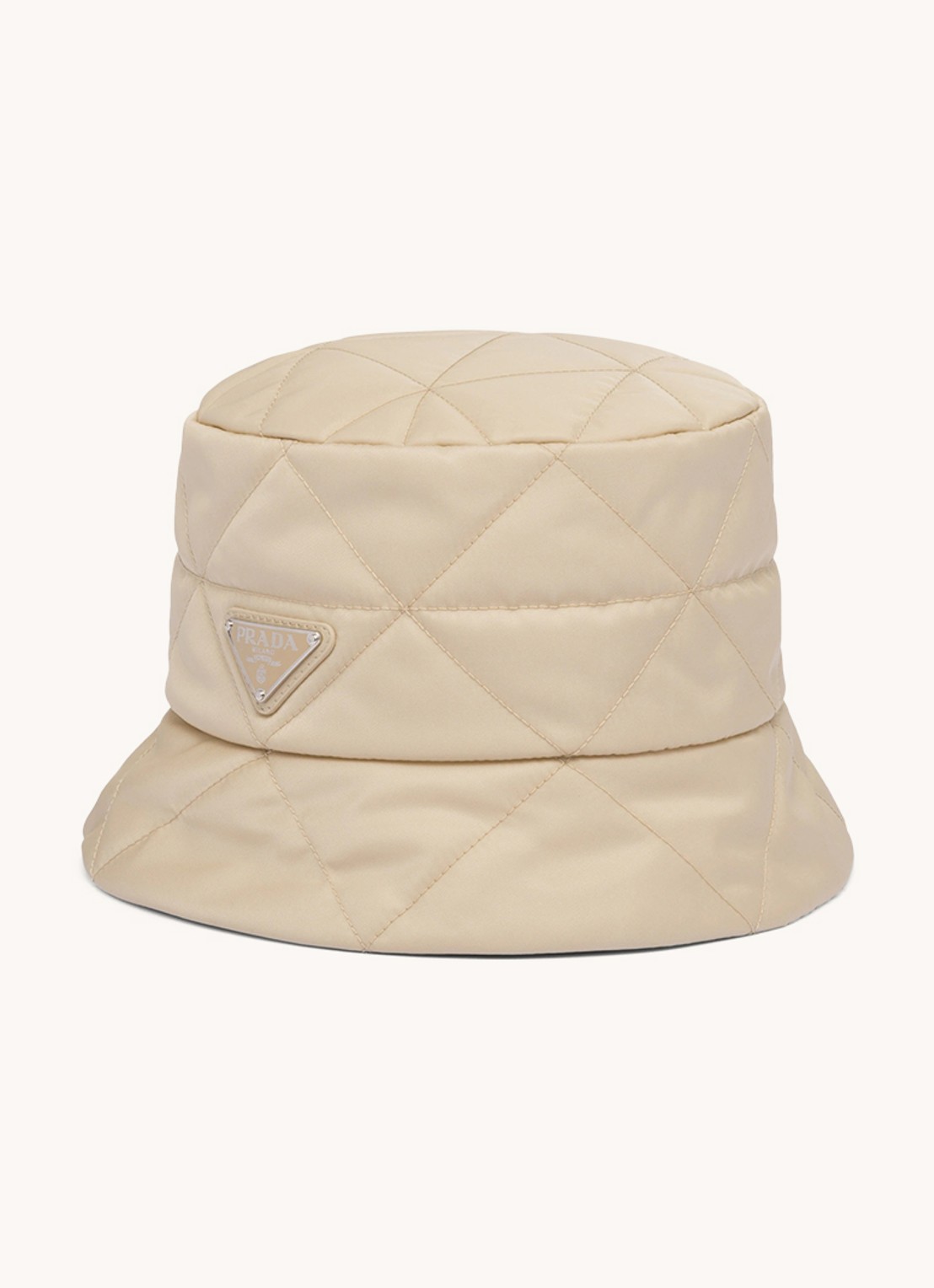 Prada Gewatteerde bucket hoed met logo - voorkant 2 gebroken wit