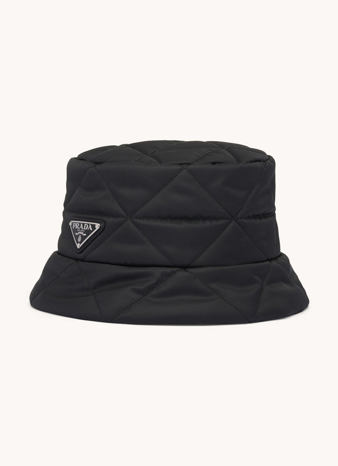 Prada Gewatteerde bucket hoed met logo - voorkant 2 zwart