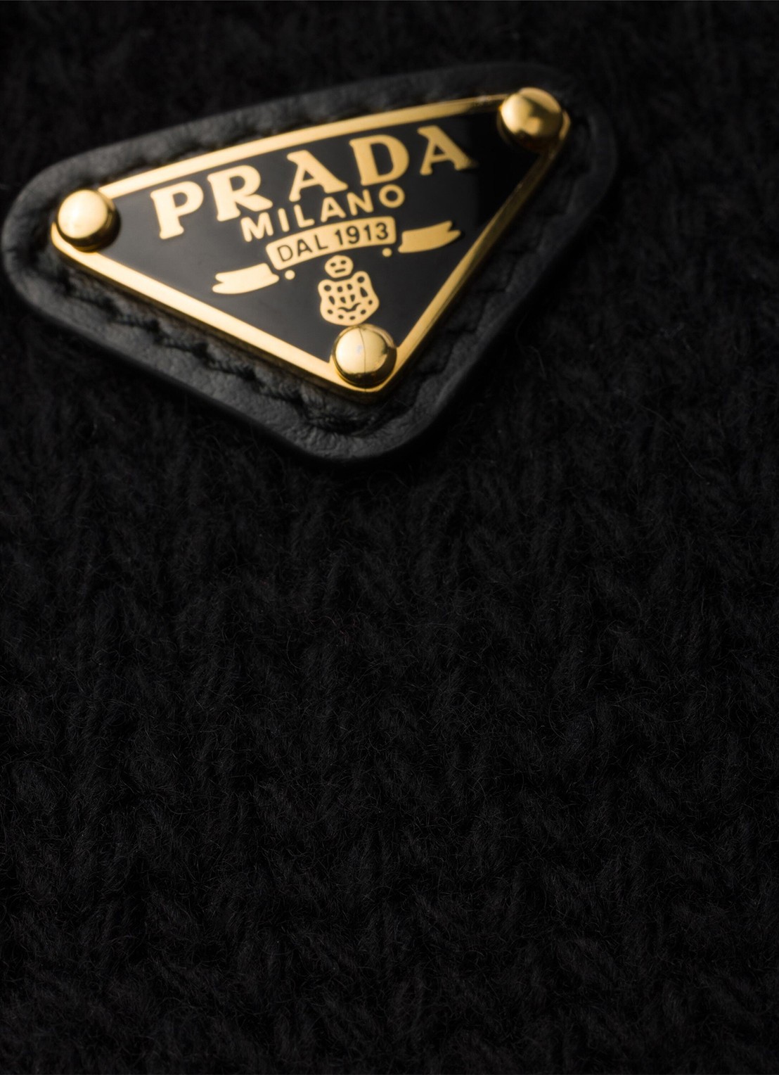 Prada Grofgebreide handschoenen in kasjmierblend met logo - detail 3 zwart
