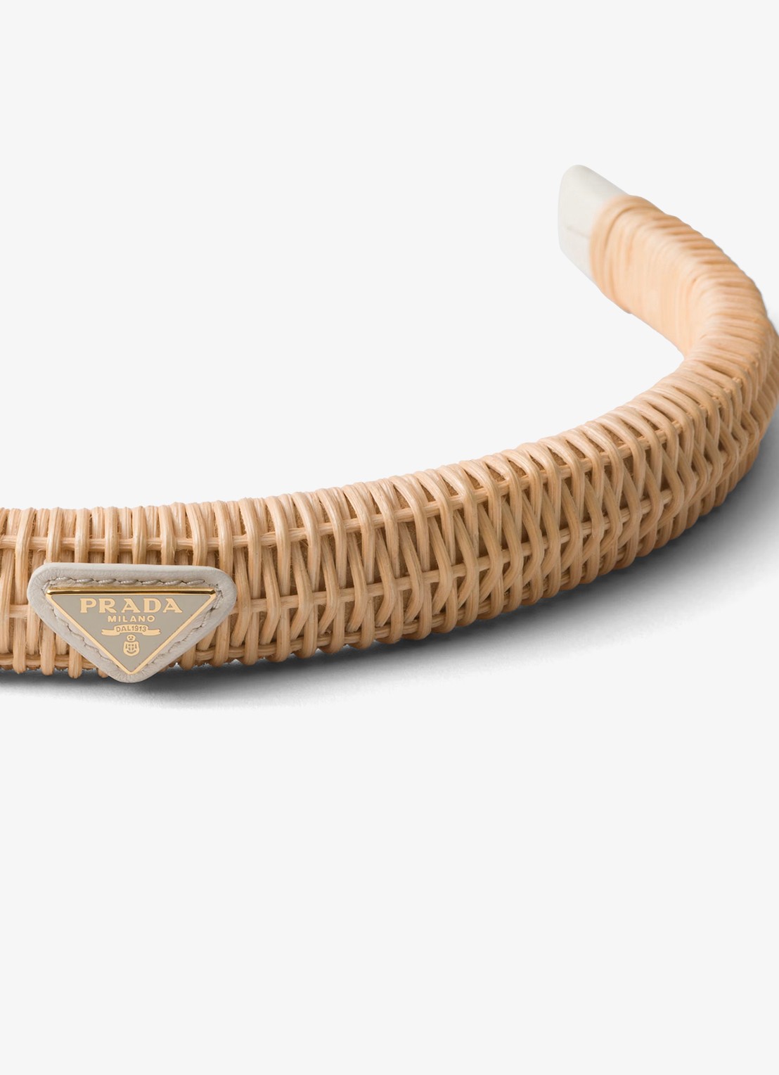 Prada Haarband van riet met logo - achterkant 2 beige