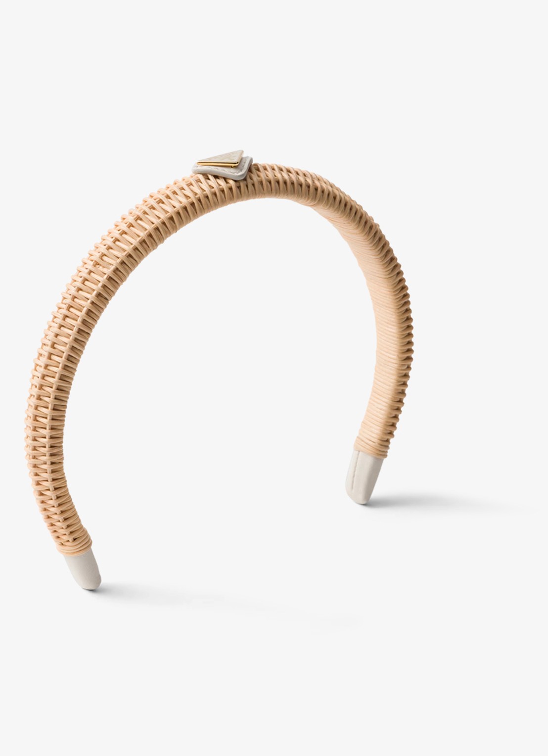 Prada Haarband van riet met logo - voorkant beige