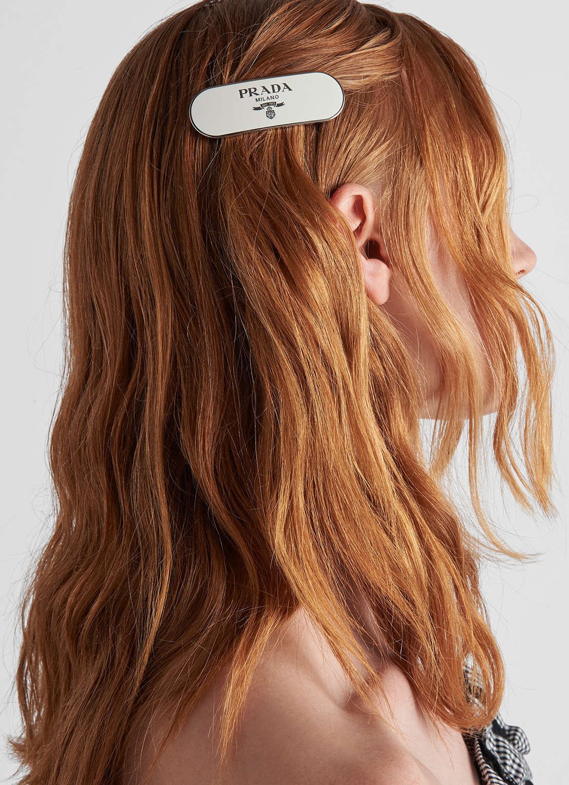 Prada Haarclip met logo - voorkant 3 wit