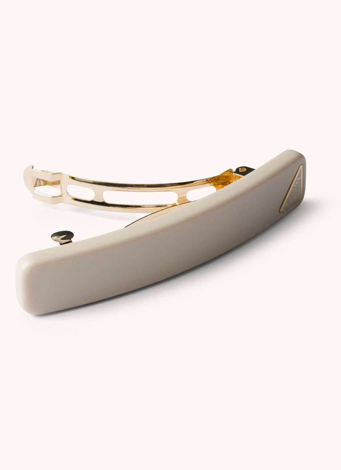 Prada Haarclip met logo - voorkant 2 gebroken wit