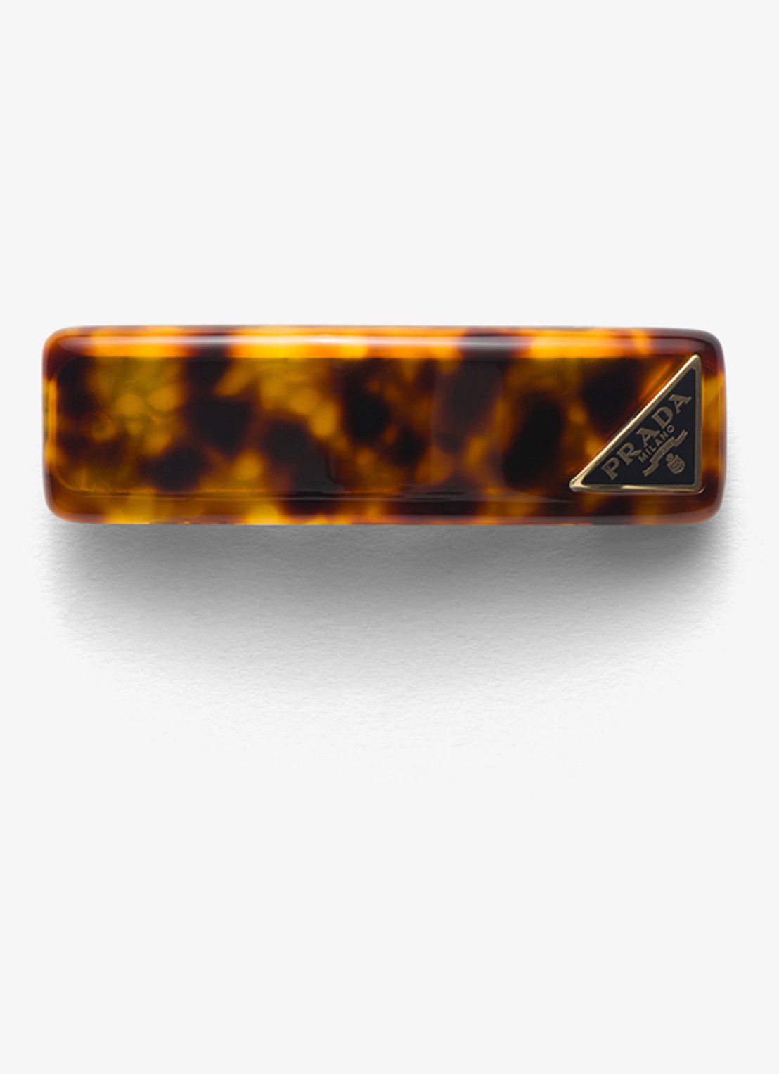 Prada Haarclip met logo - voorkant bruin