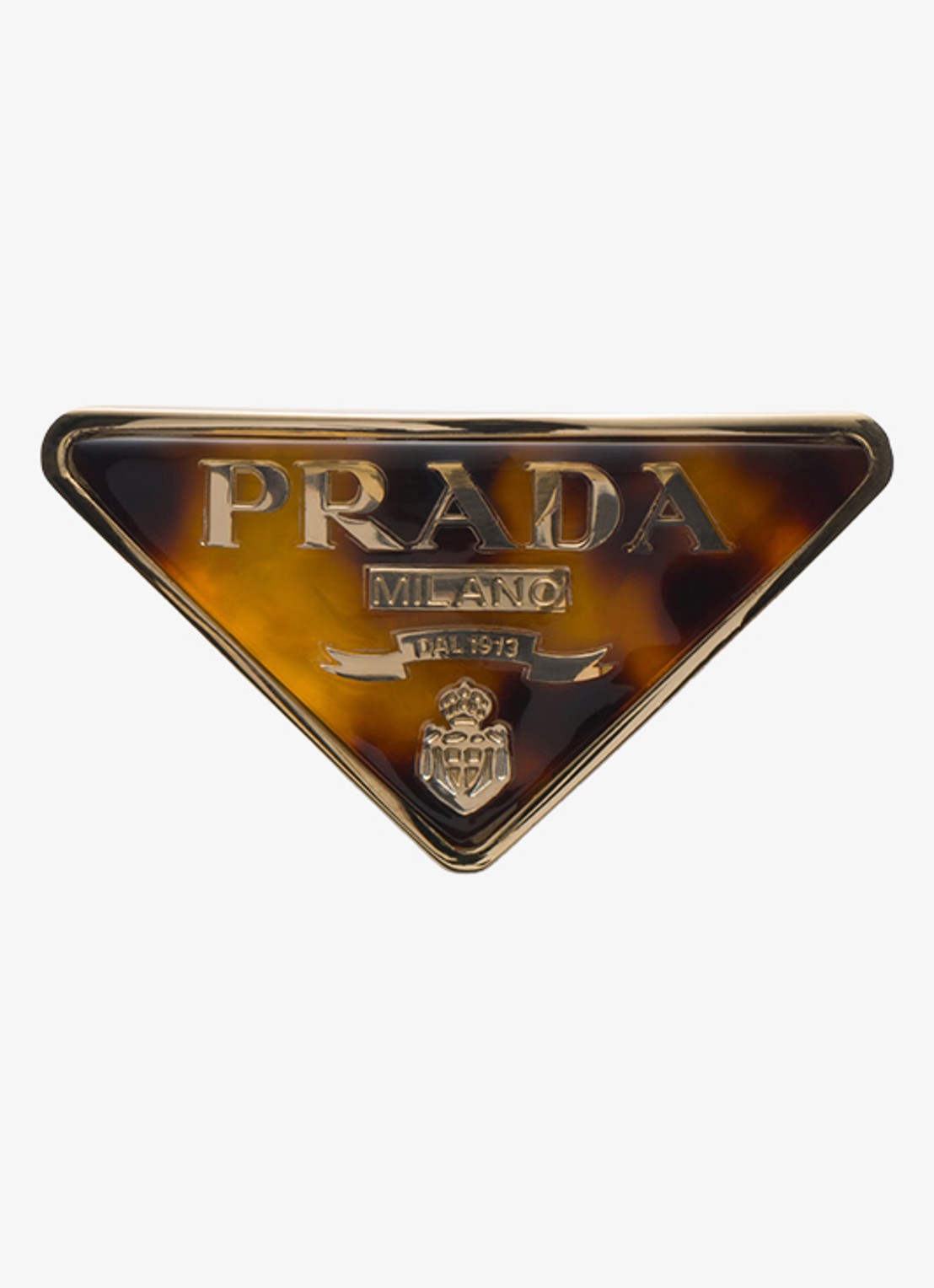 Prada Haarclip met logo - voorkant camel