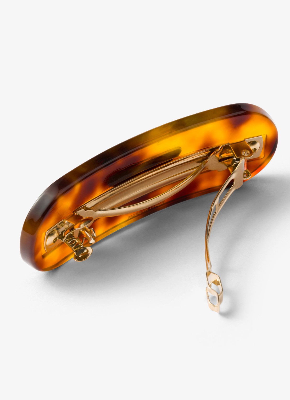 Prada Haarclip met logo - achterkant bruin