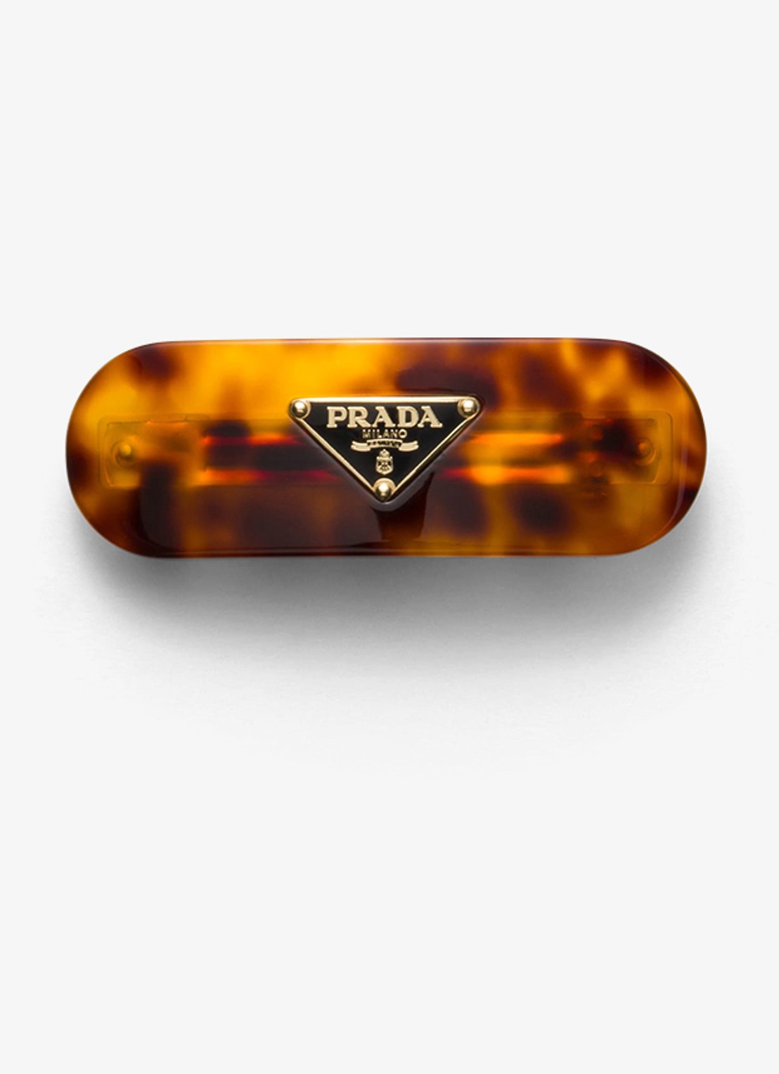 Prada Haarclip met logo - voorkant 2 bruin