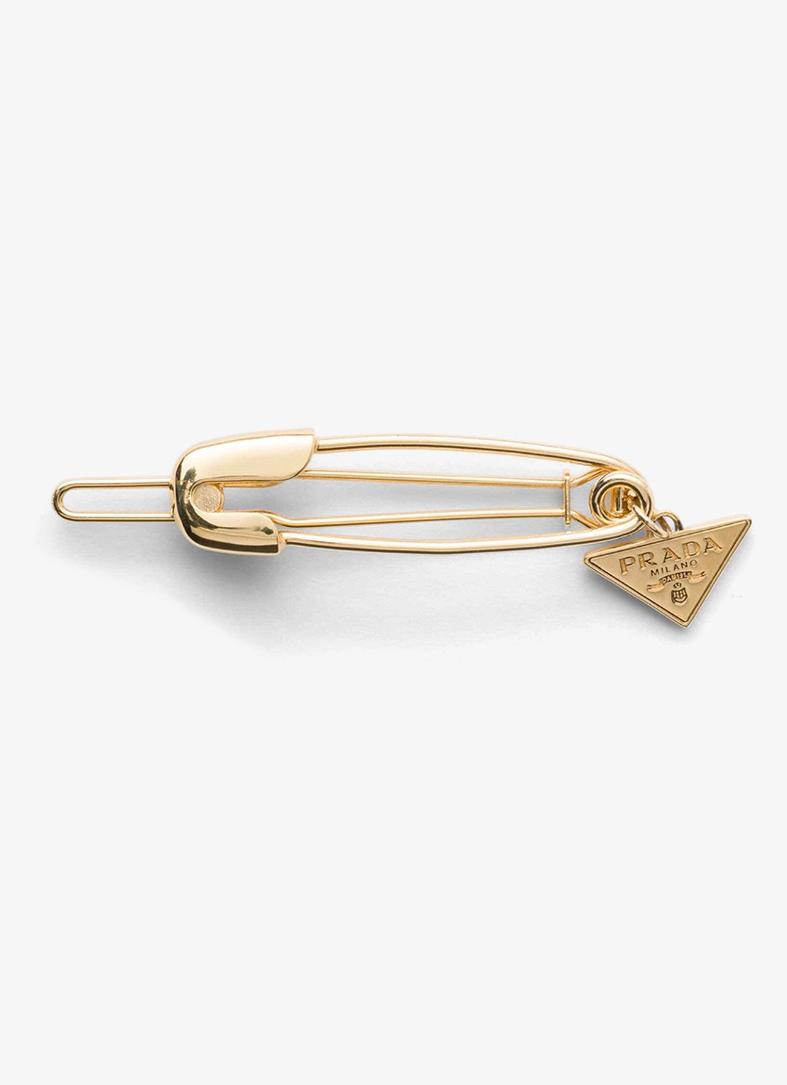 Prada Haarclip met logo - voorkant goud