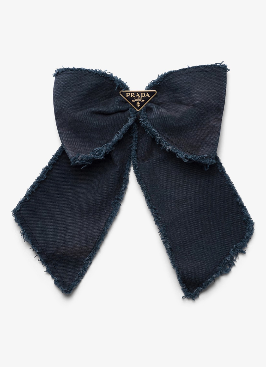 Prada Haarclip van canvas met logo - voorkant donkerblauw