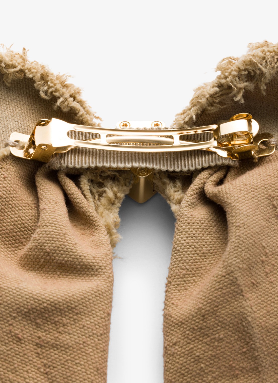 Prada Haarclip van canvas met logo - achterkant 2 beige
