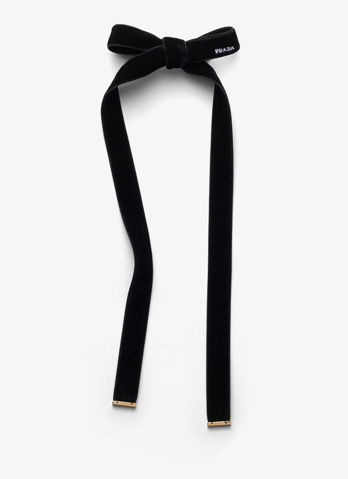 Prada Haarclip van fluweel met logo - voorkant zwart