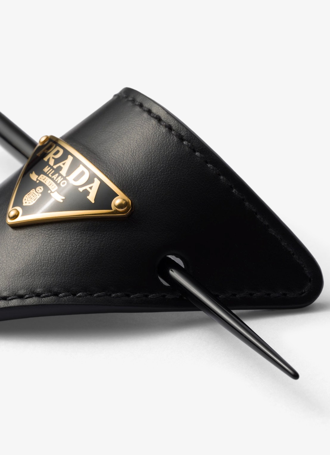 Prada Haarclip van leer - detail 3 goud