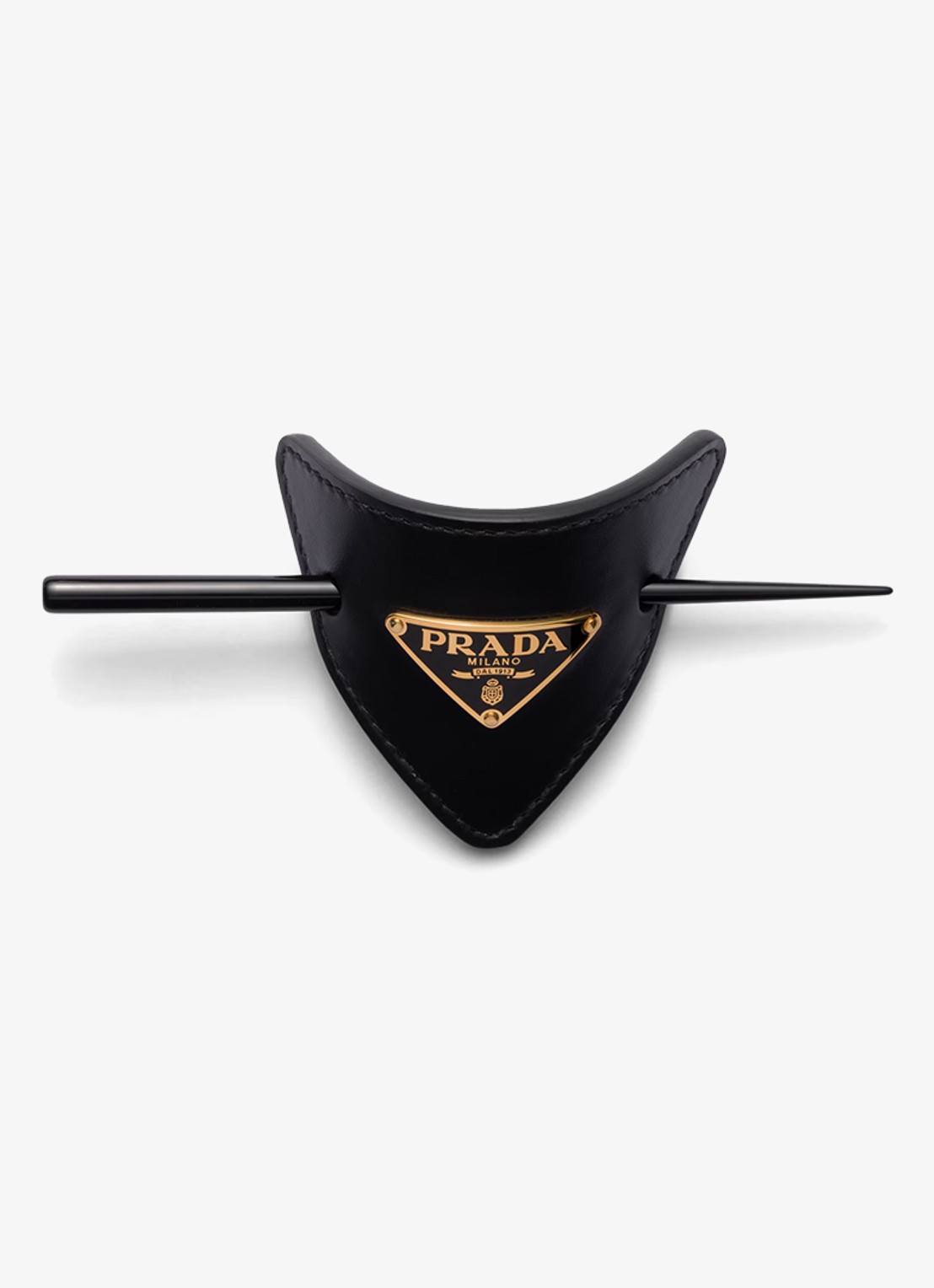 Prada Haarclip van leer - voorkant 2 goud