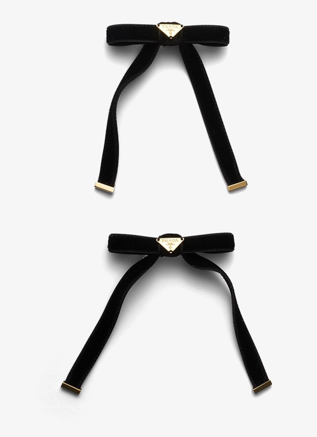 Prada Haarspeld van fluweel set van 2 - voorkant 3 zwart