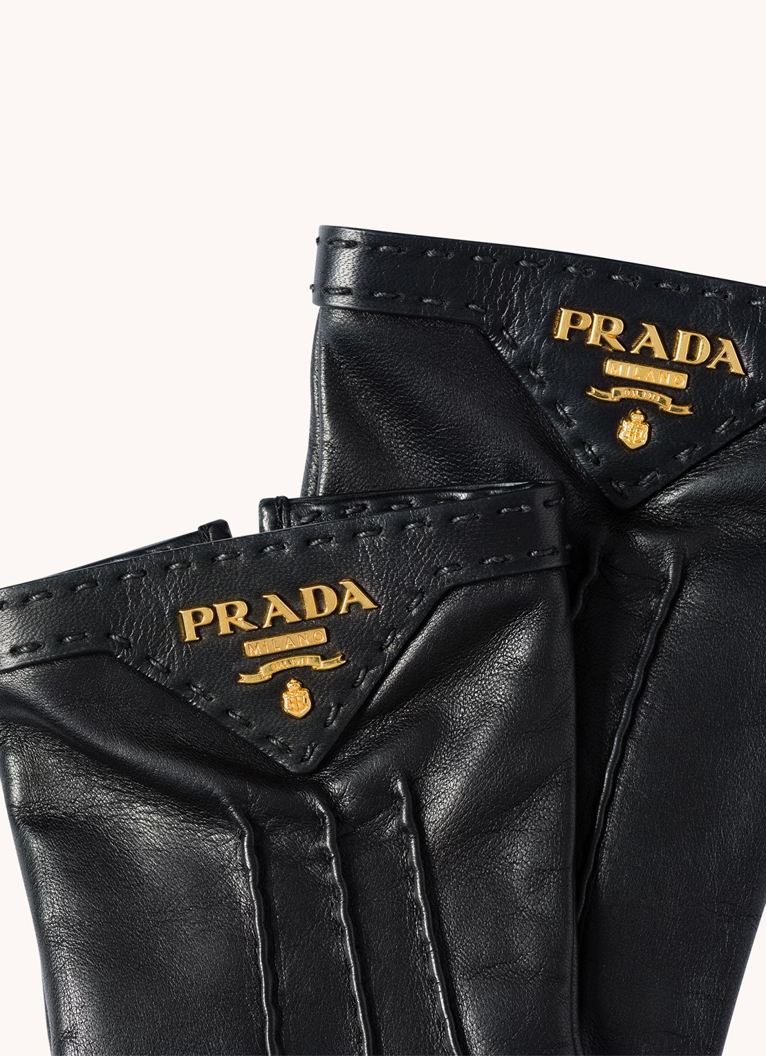 Prada Handschoenen van leer - detail zwart