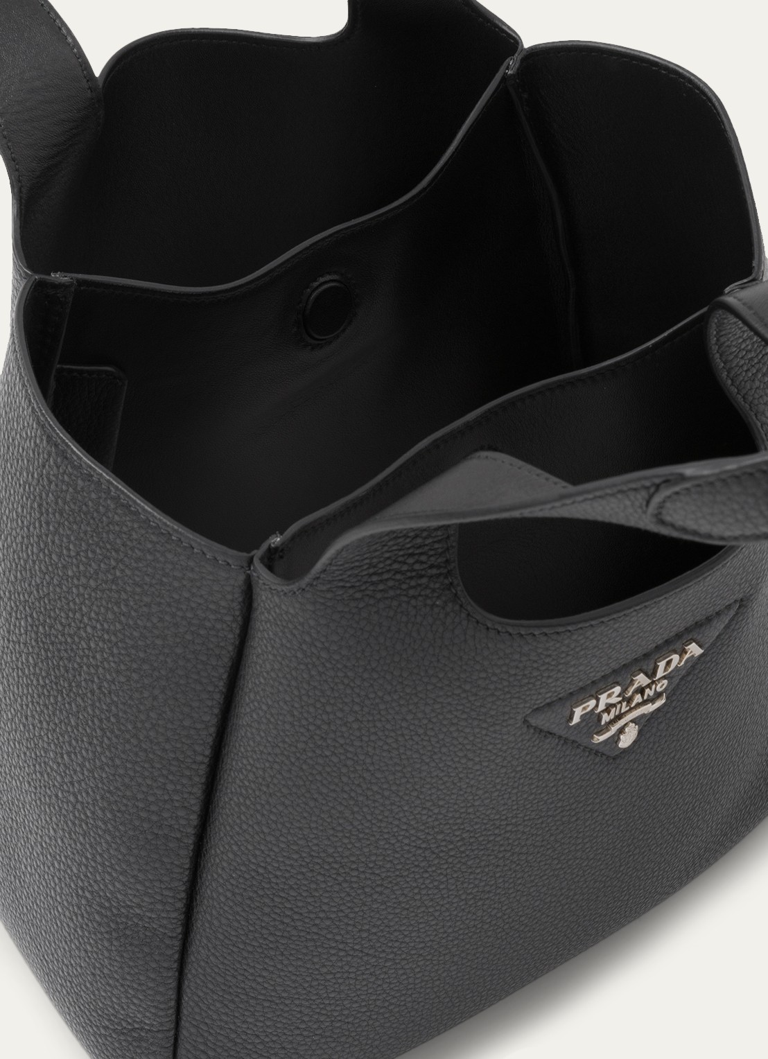 Prada Handtas van leer met logo - detail 5 zwart