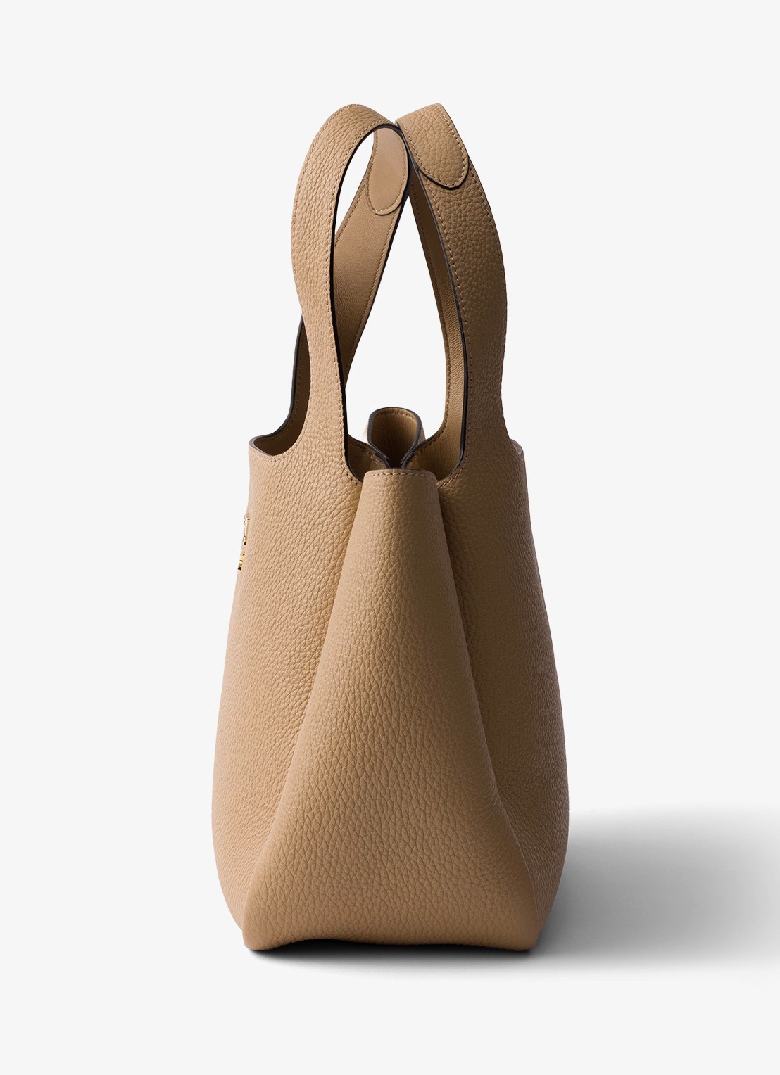 Prada Handtas van leer met logo - detail beige