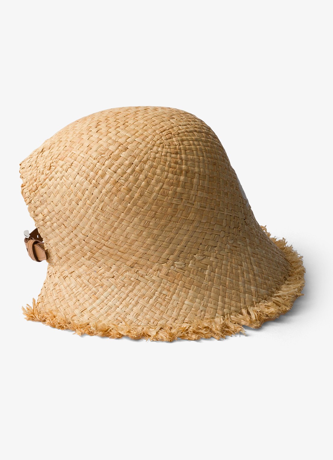 Prada Hoed van raffia met logoborduring - voorkant 2 beige