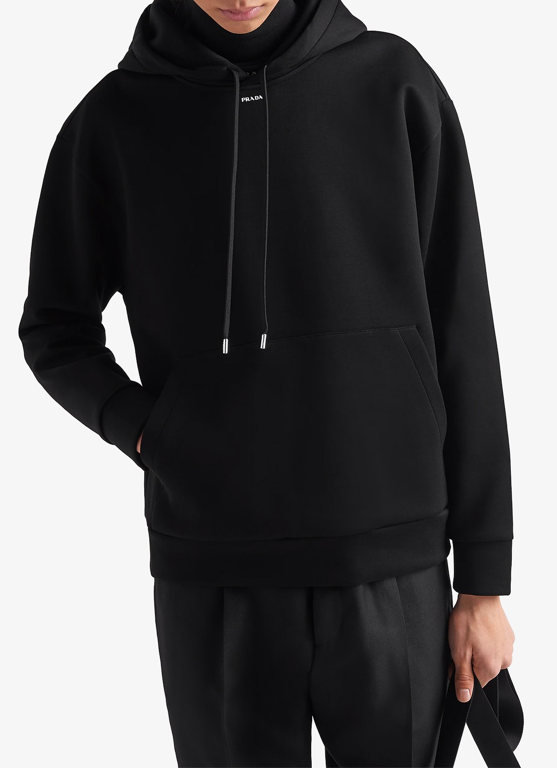 Prada Hoodie met logo - detail zwart