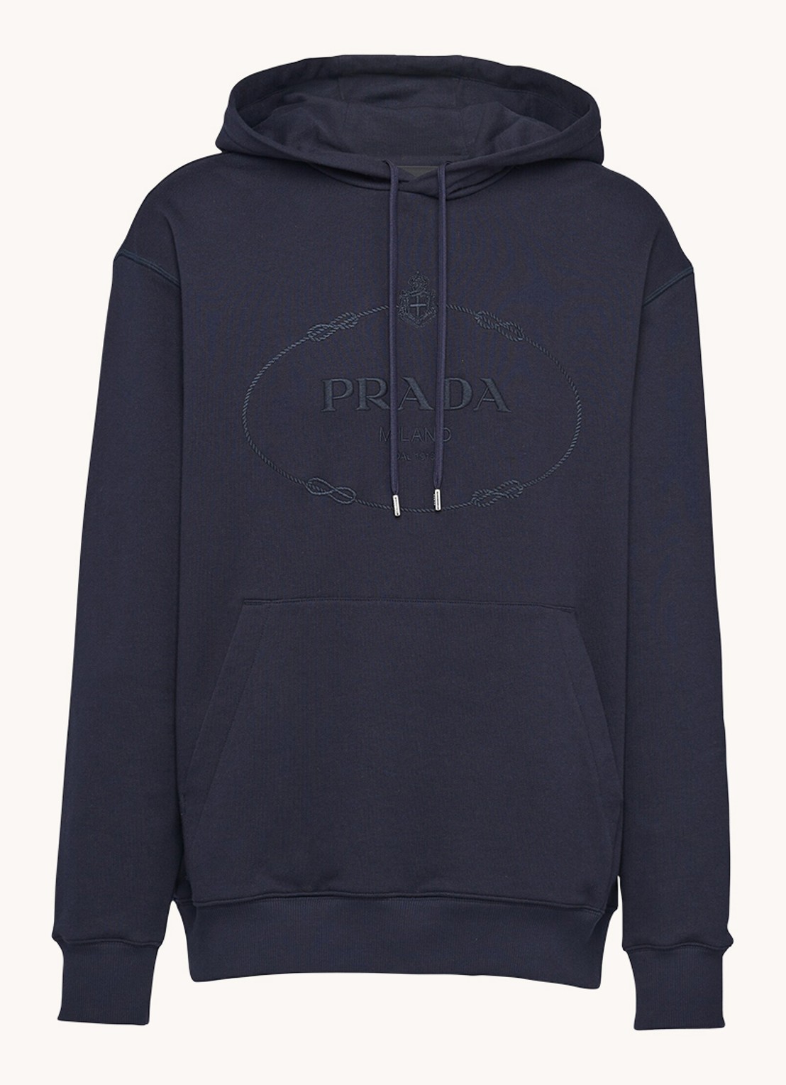 Prada Hoodie met logoborduring - voorkant 3 donkerblauw