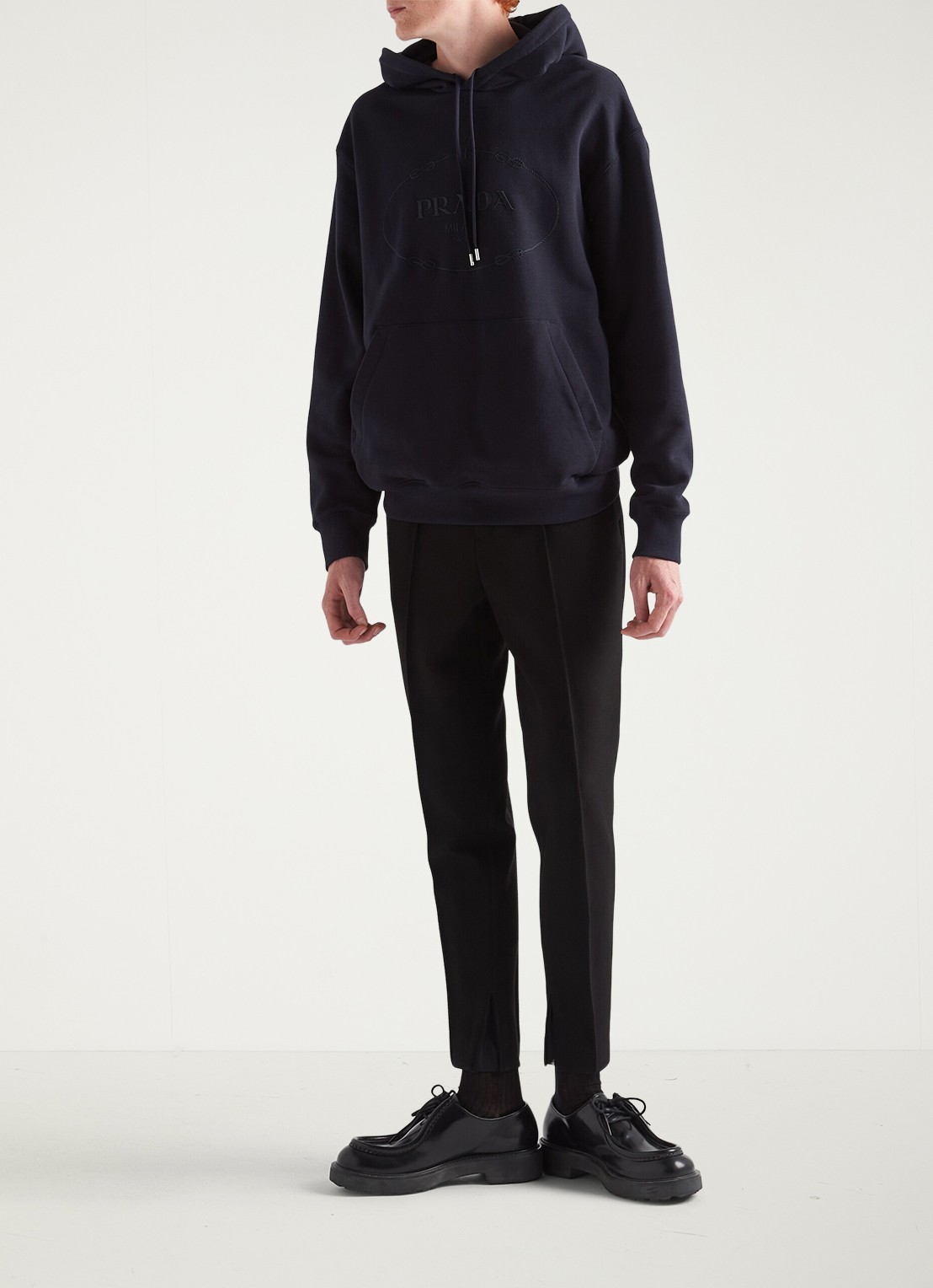 Prada Hoodie met logoborduring - voorkant 4 donkerblauw