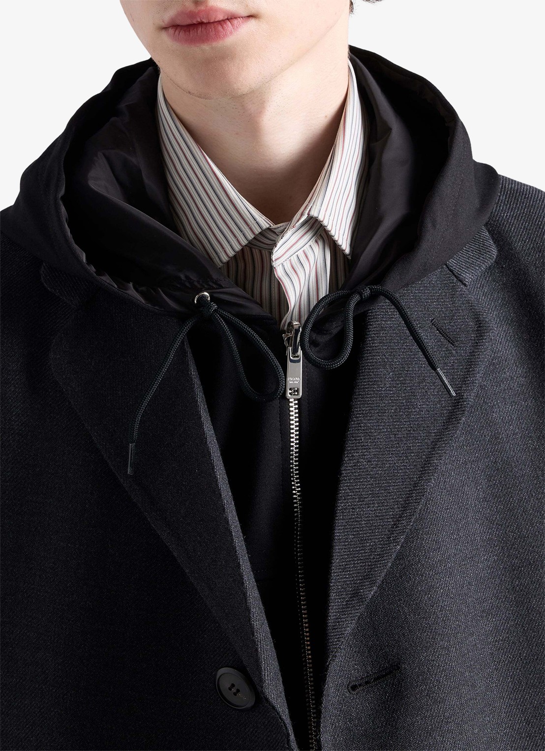 Prada Jack met logo en capuchon - detail 5 zwart
