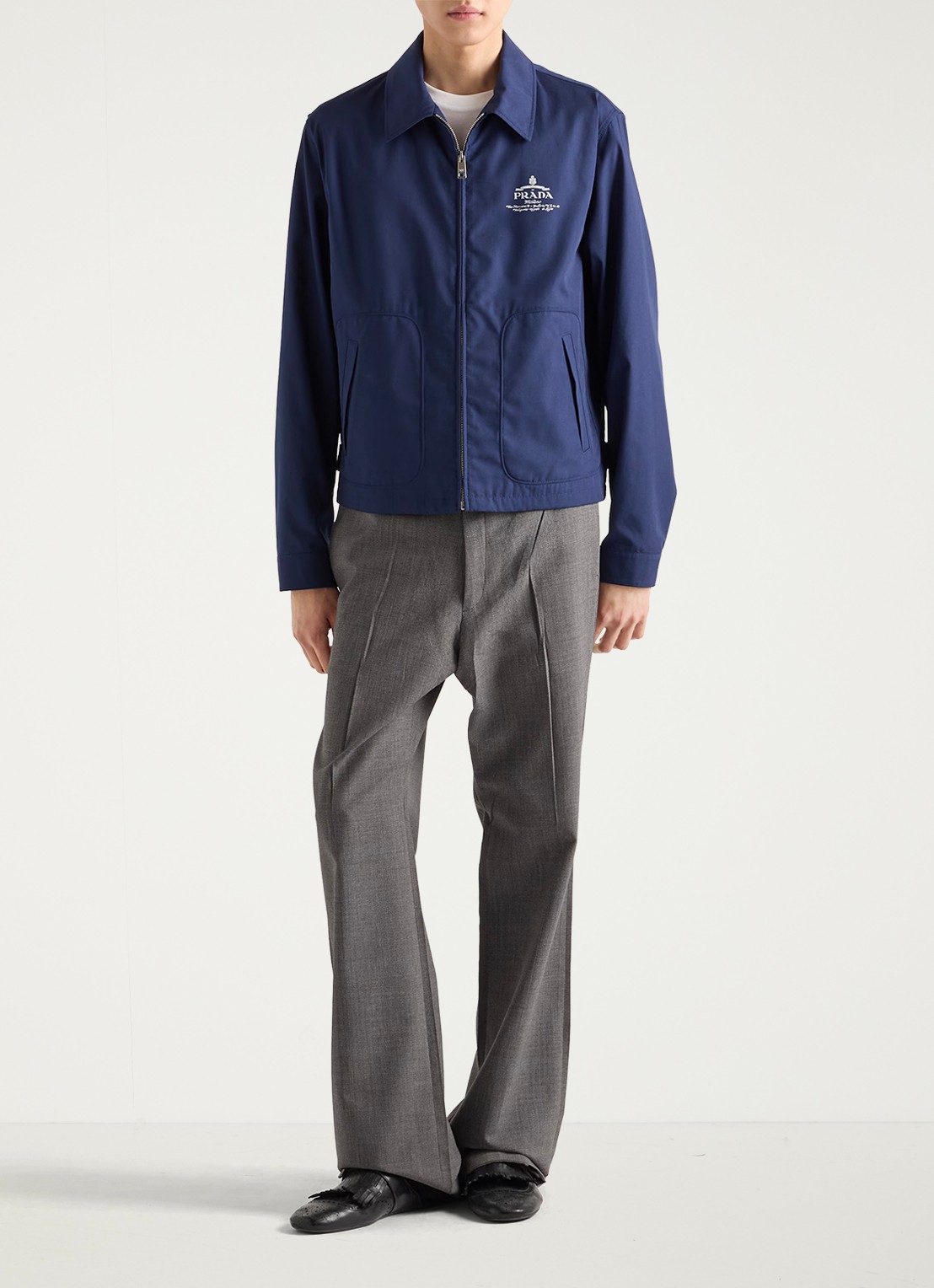 Prada Jack met logo en steekzakken - voorkant 2 donkerblauw