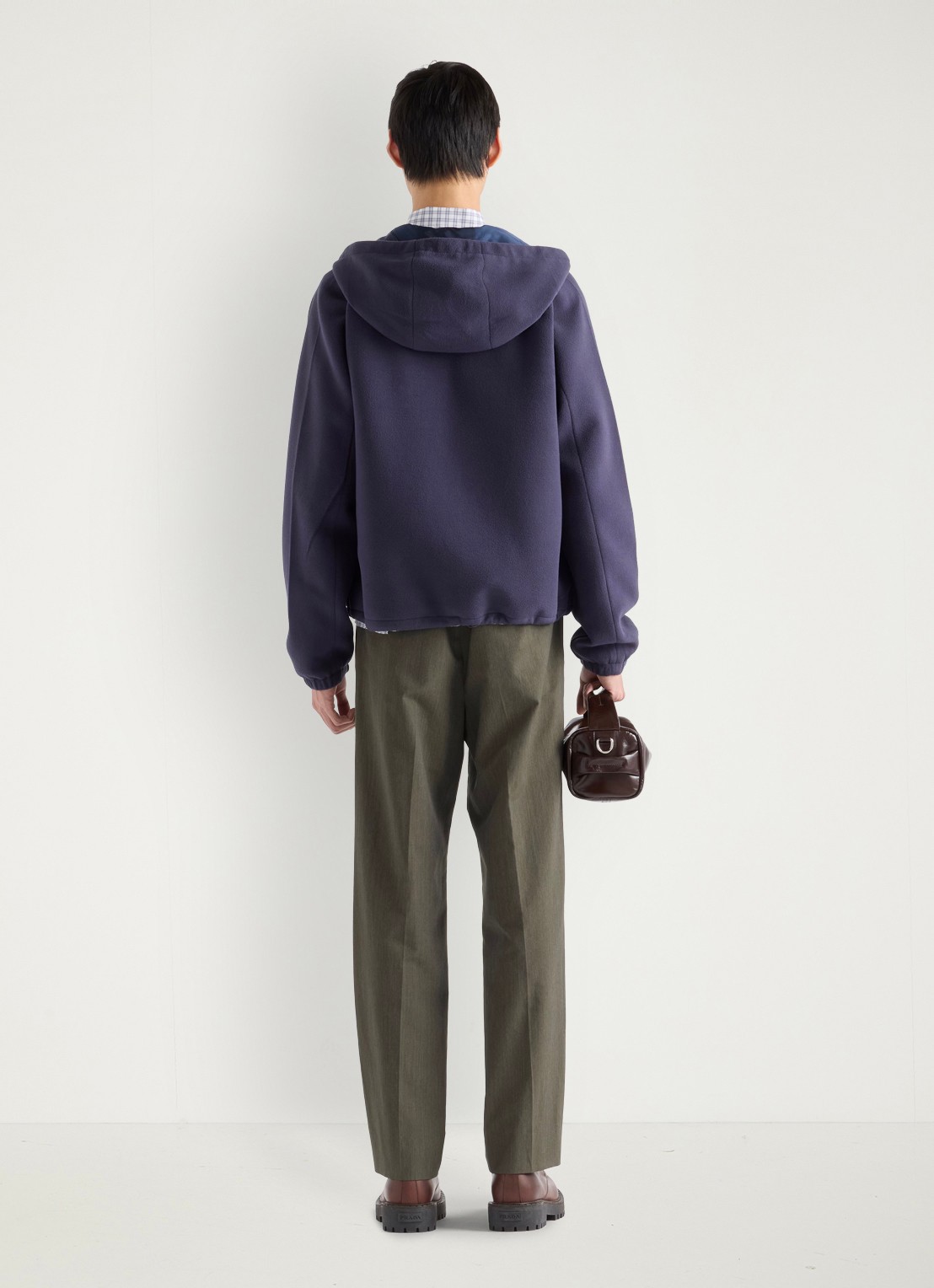 Prada Jack met steekzakken en capuchon - achterkant donkerblauw