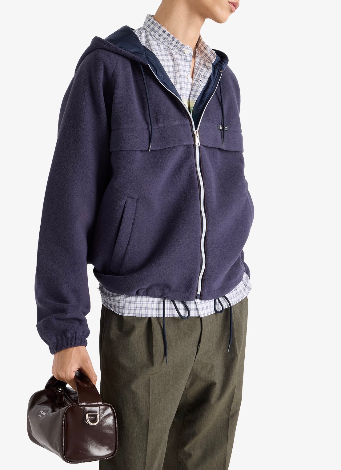 Prada Jack met steekzakken en capuchon - detail 2 donkerblauw