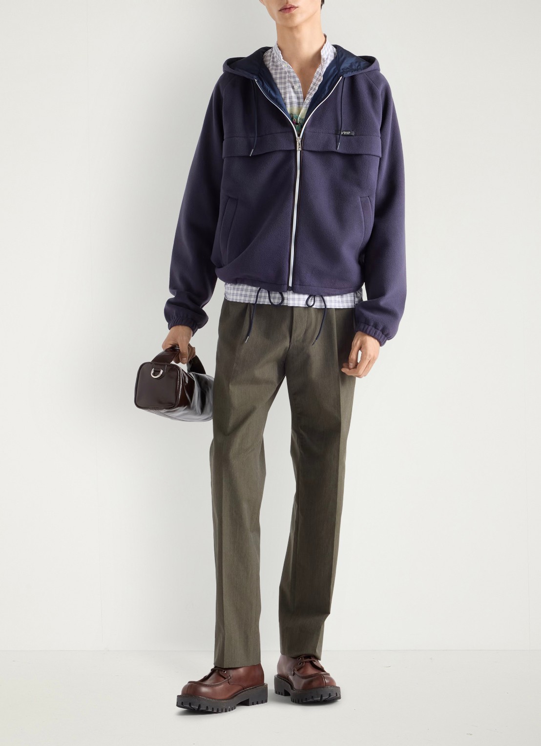 Prada Jack met steekzakken en capuchon - voorkant 5 donkerblauw