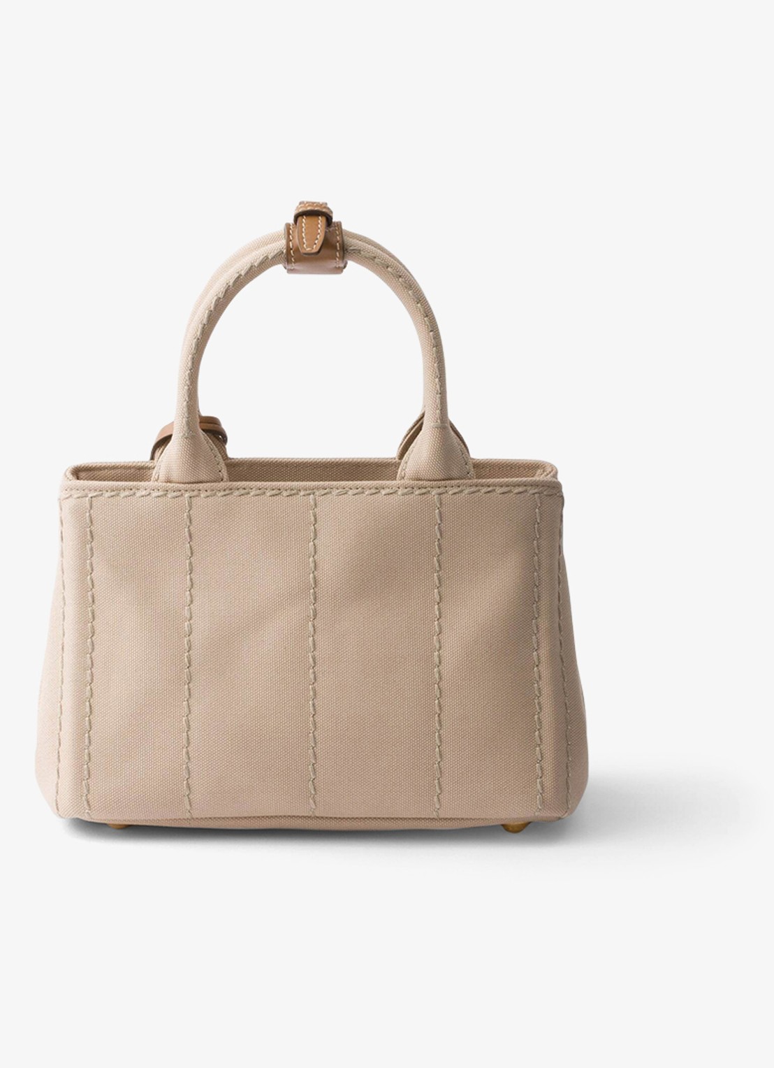 Prada Jardinière Mini handtas met leren details en logo - achterkant 6 zand